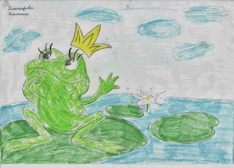 Рисунок карандашами цветными царевна лягушка