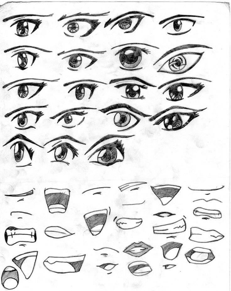 Аниме рисунки глаза и губы 