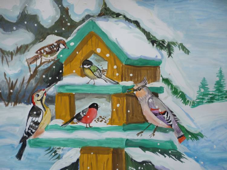 Зимовье птиц рисунки