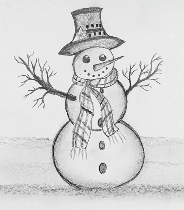 Как нарисовать снеговика карандашом поэтапно для детей