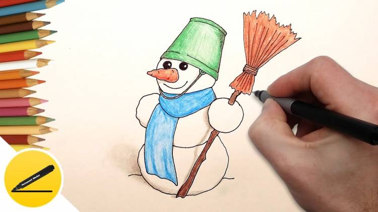 How to Draw a Snowman step by step for the New year
