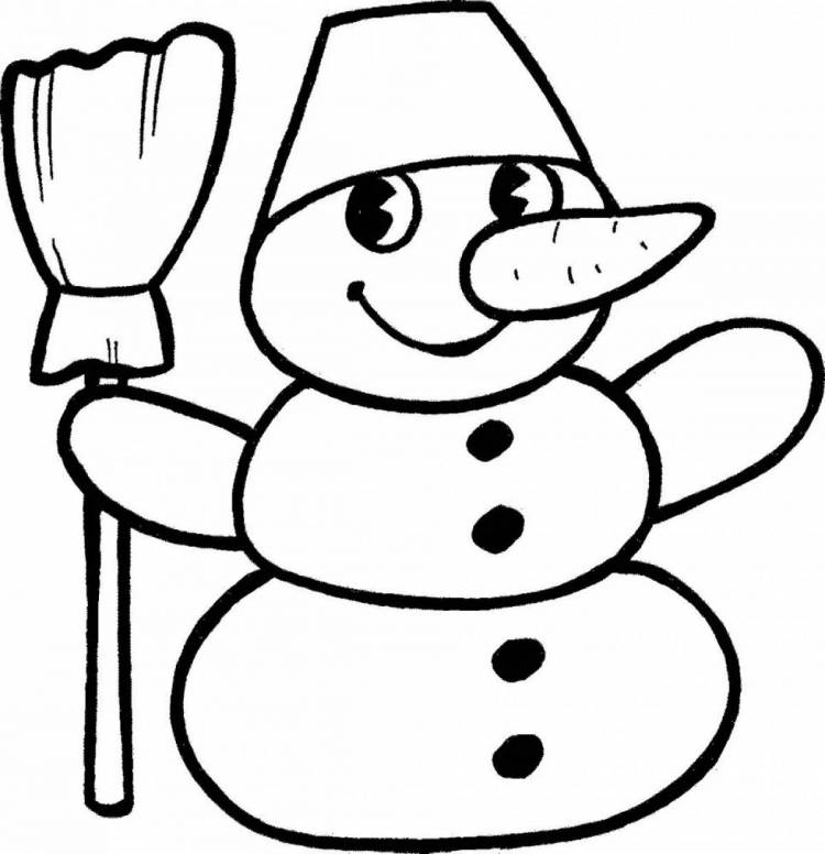 Раскраски Снеговик рисунок для детей 