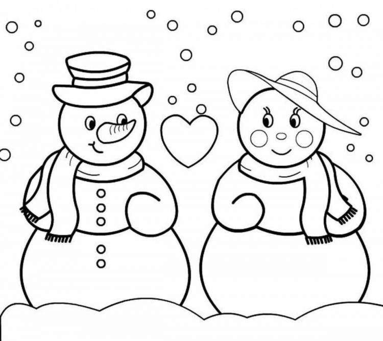 Раскраски Снеговик рисунок для детей 