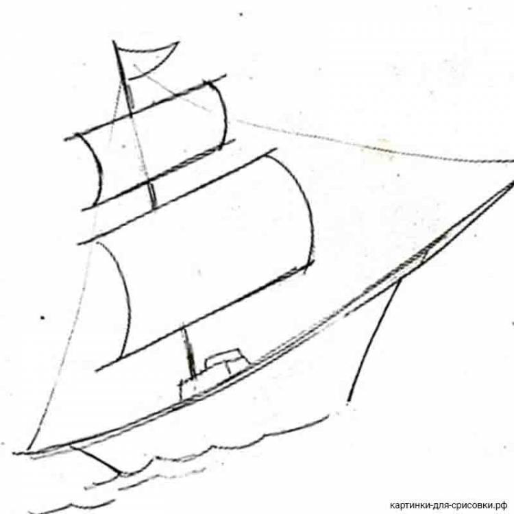 Корабль рисунок для начинающих 