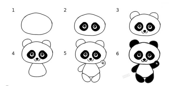 Как нарисовать панду карандашами и красками поэтапно