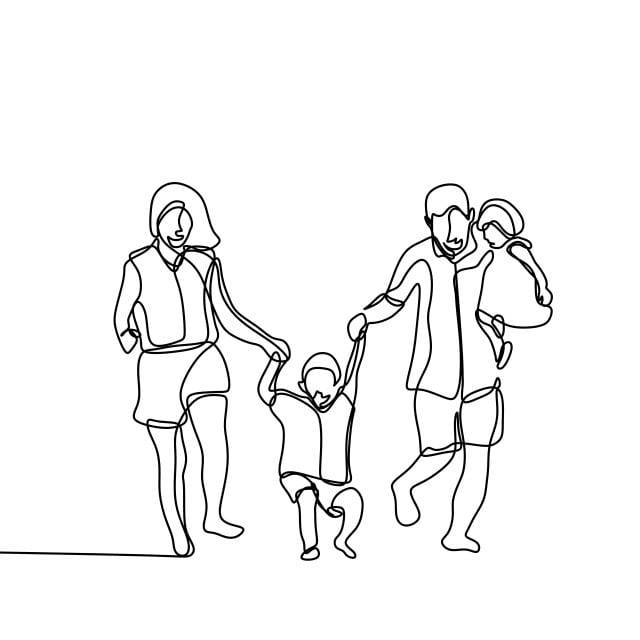 счастливая семья непрерывную линию привлечения вектор иллюстрации изолированных на белом фоне PNG , Нарисованный от руки, рисунок, Одна линия PNG картинки и пнг рисунок для бесплатной загрузки
