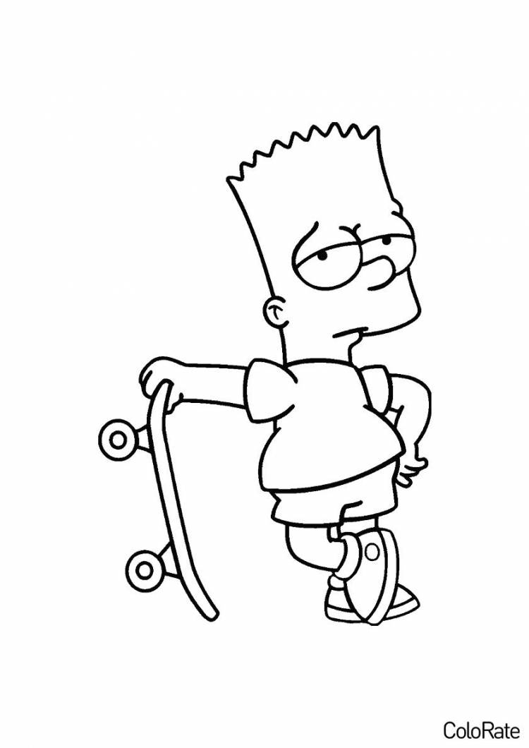 Раскраска Заносчивый Барт Симпсон распечатать