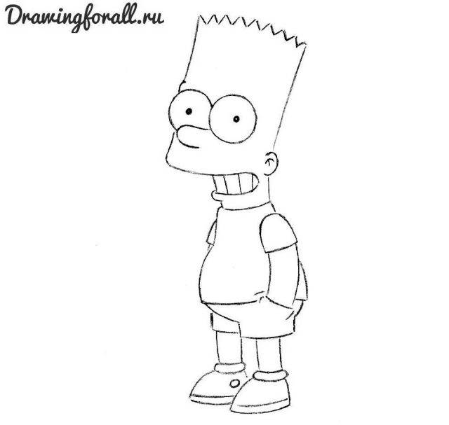 Рисунки карандашом Барт Симпсон 