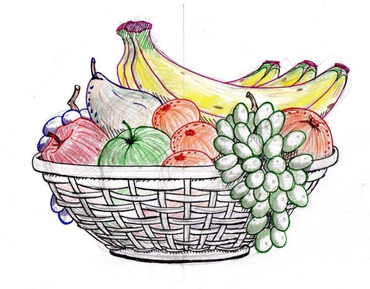 Рисунки ваза с фруктами для срисовки 