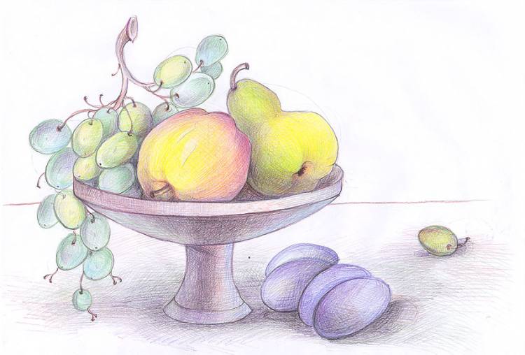 Рисунки ваза с фруктами для срисовки
