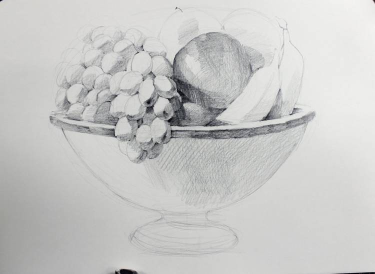 Ваза с фруктами натюрморт рисунок