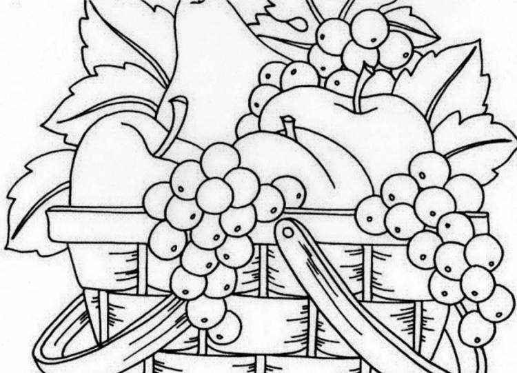 Раскраски Натюрморт с фруктами и вазой 