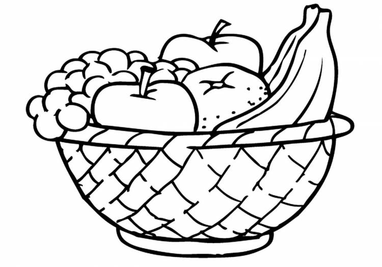 Рисунок карандашом корзина с фруктами
