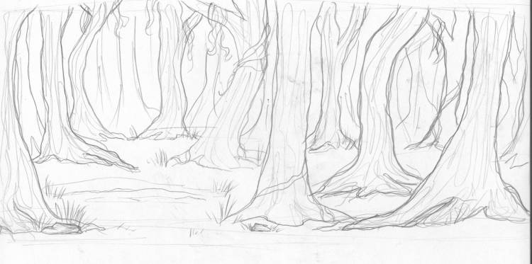Рисунки для срисовки лес