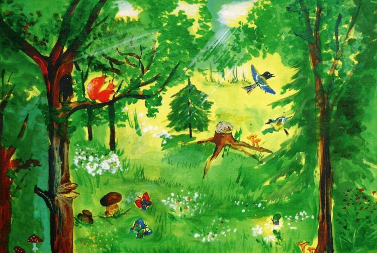 Детские рисунки летнего леса