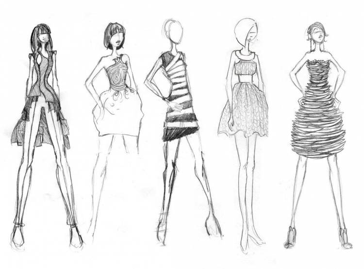 Рисунки дизайн одежды карандашом