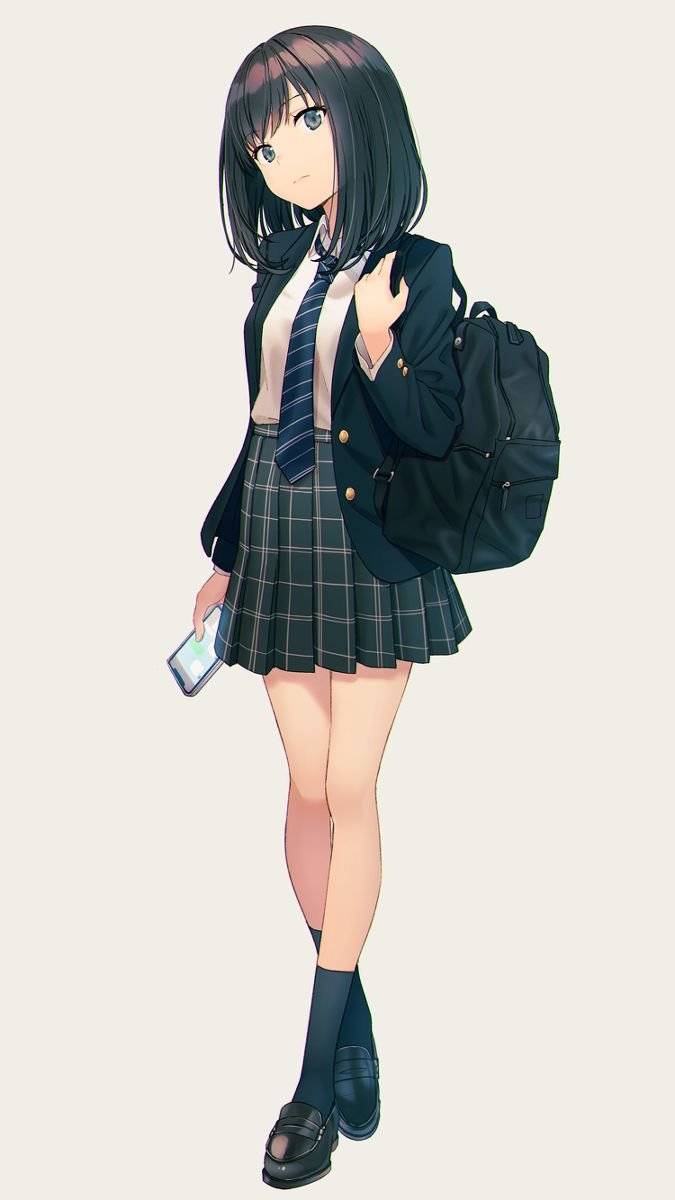 Рисунок аниме школьница 