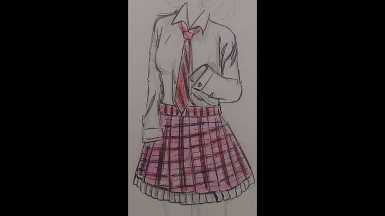 Как нарисовать школьную форму юбку и блузку
