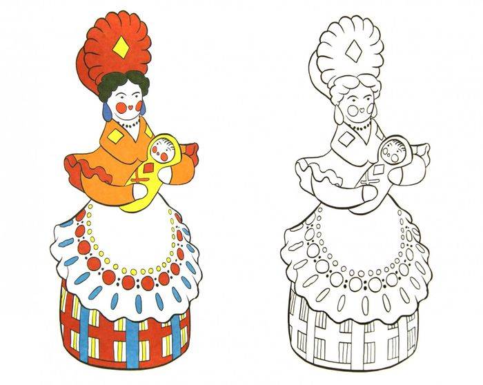 Рисунки дымковских игрушек для срисовки