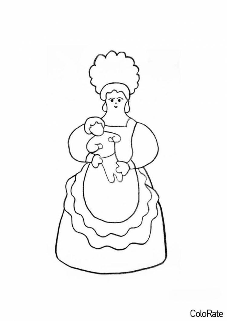 Раскраска Матушка с ребенком распечатать