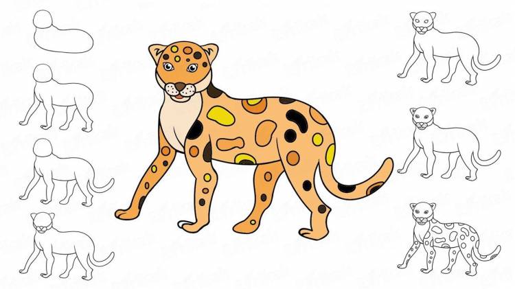 Леопард рисунок легкий