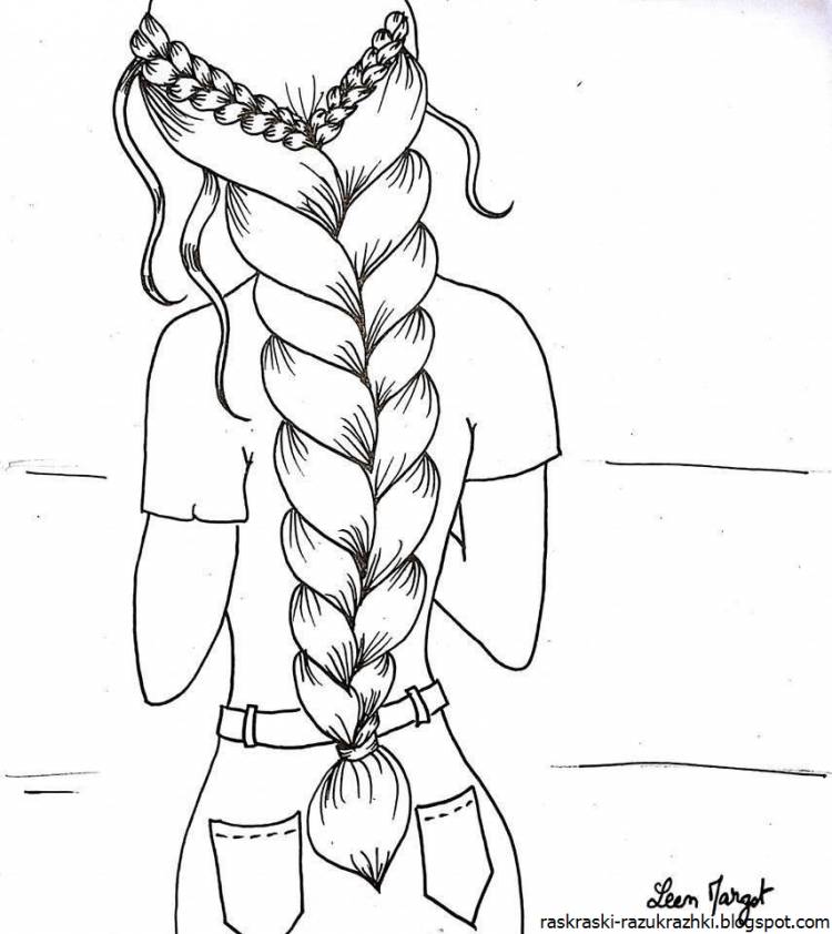 Рисунок девочки с косичками раскраска 