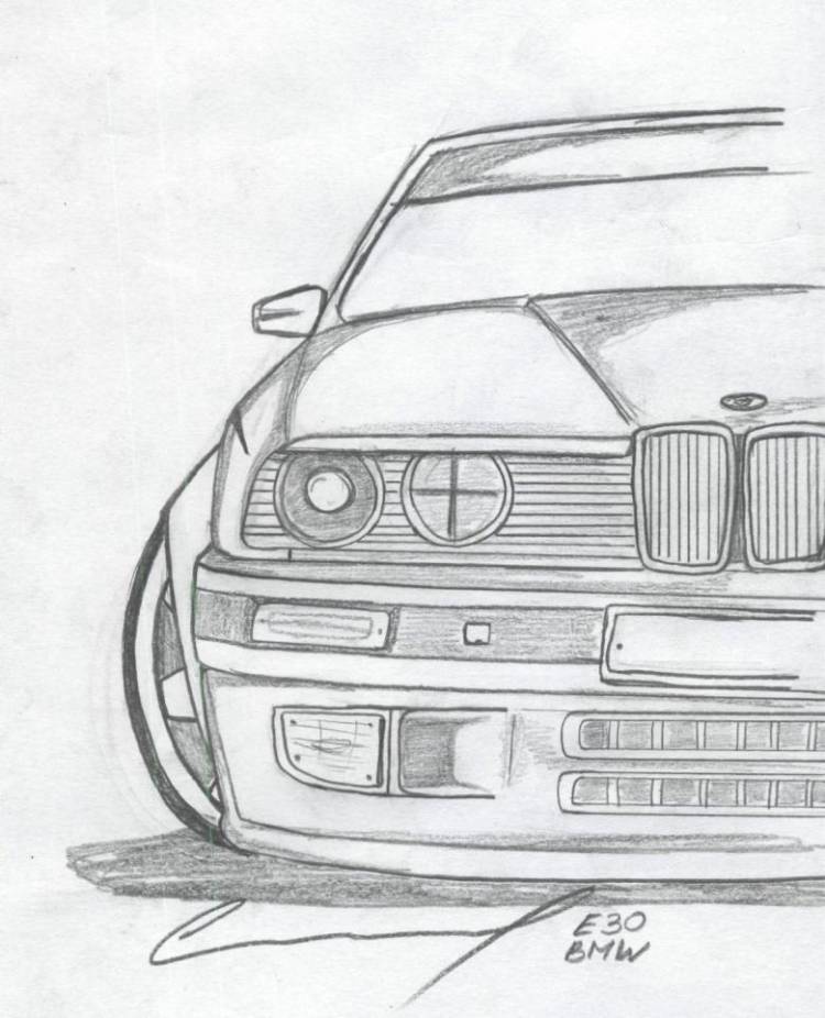 Как нарисовать машину поэтапно карандашом 