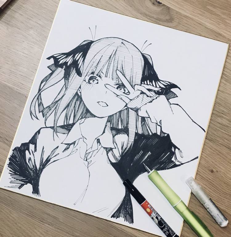 Рисунки черной ручкой для срисовки аниме