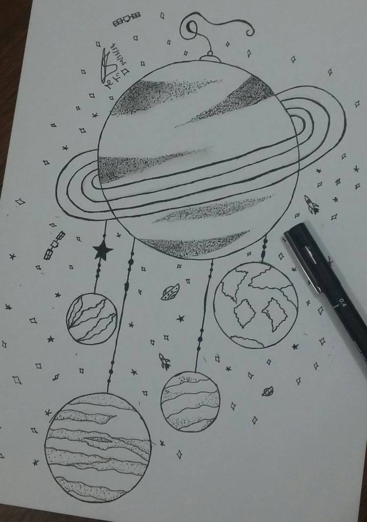 Рисунки для срисовки космос планеты