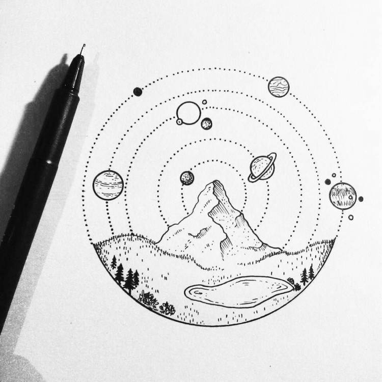 Рисунки для скетчбука космос