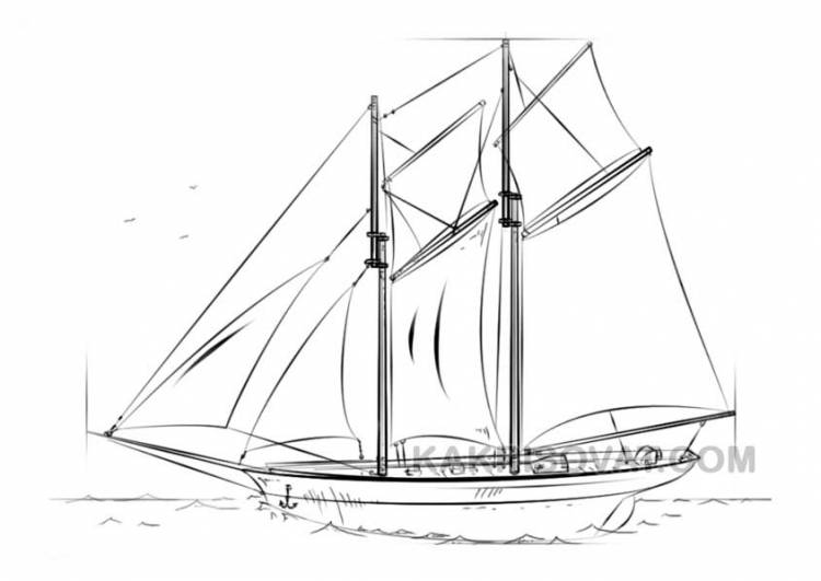 Поэтапные рисунки кораблей простым карандашом к произведению Алые паруса Александра Грина