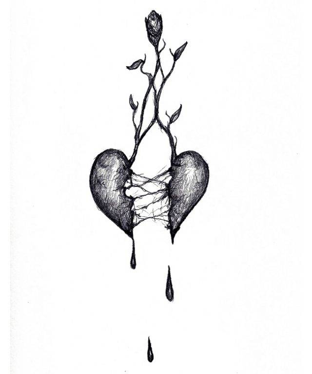 Рисунки для срисовки разбитое сердце 
