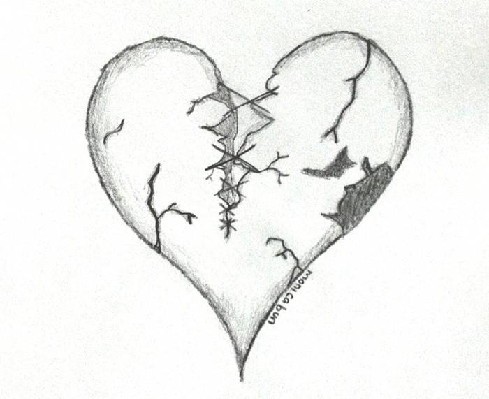 Картинки для срисовки разбитого сердца