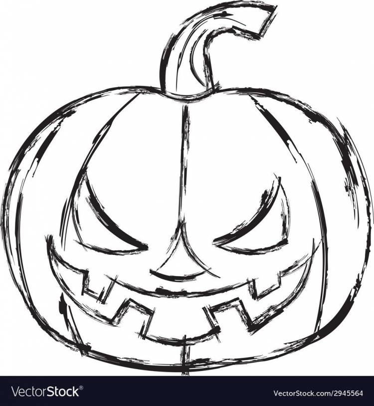 Рисунок тыквы на хэллоуин для срисовки