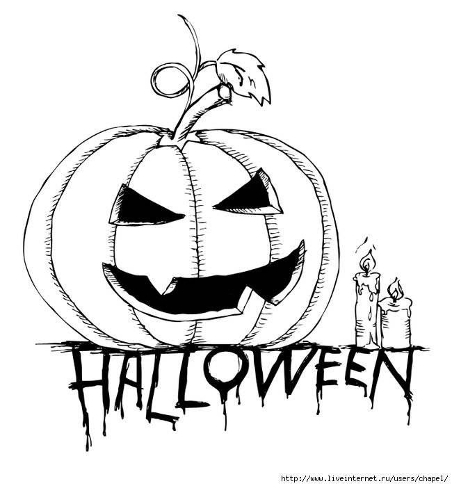 Рисунок на тему хэллоуин тыква 