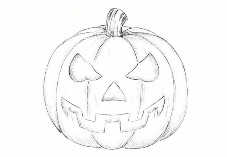 Рисунок тыквы на хэллоуин для срисовки