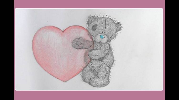 Как нарисовать мишку ТЕДДИ с сердечком на ДЕНЬ СВЯТОГО ВАЛЕНТИНА