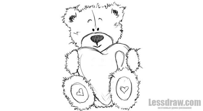 Как нарисовать мишку Тедди с сердечком