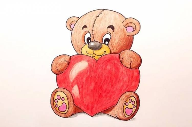 Рисунки на день матери мишка с сердечком 