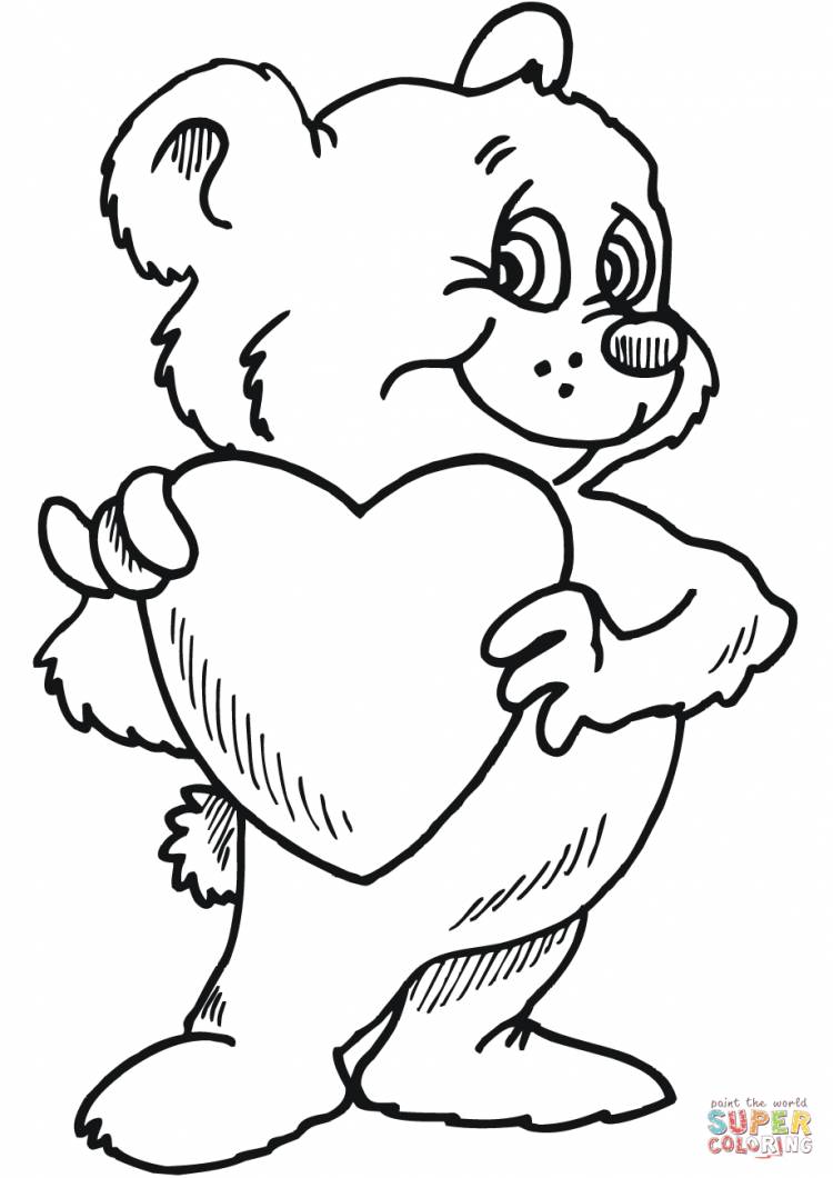 Раскраска Плюшевый мишка с сердечком