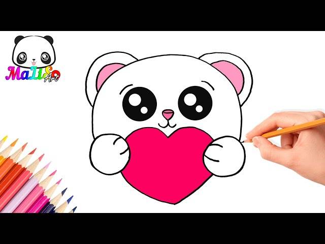 Как нарисовать МИШКУ с сердечком How to draw a polar bear with heart