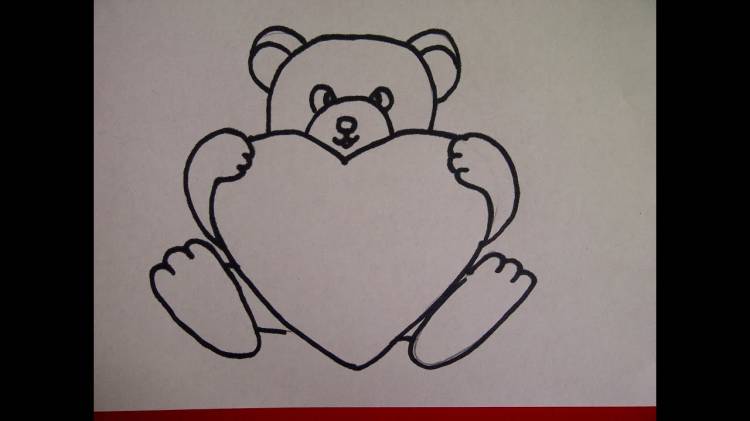 Рисуем мишку Тедди с огромным сердцем