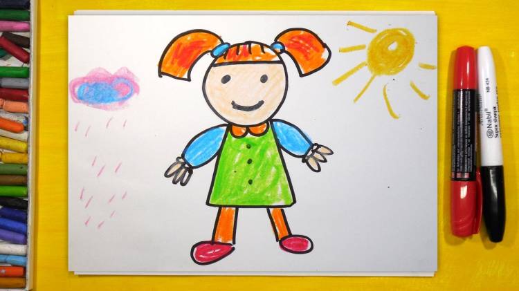 Как нарисовать Куклу, Урок рисования для детей от