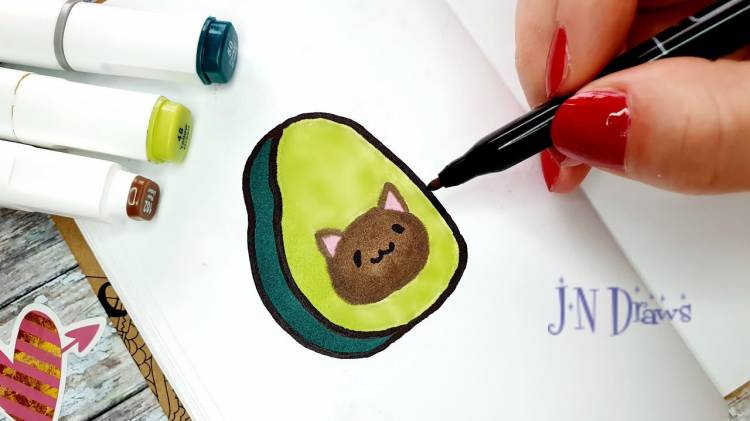 Рисунки авокадо для срисовки в скетчбук