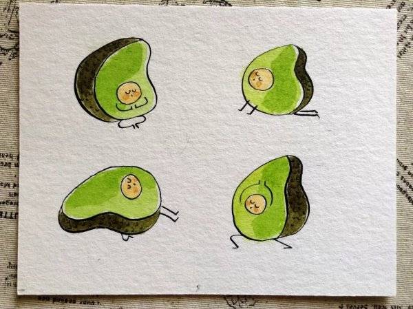Рисунки авокадо для срисовки в скетчбук 