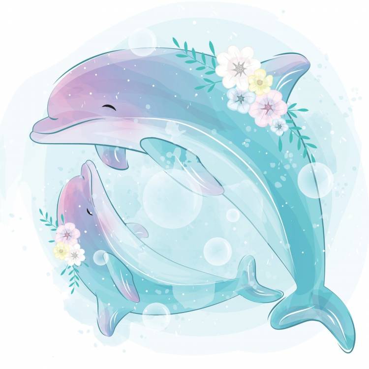 Дельфин розовый рисунок