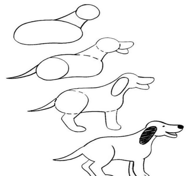 Простые рисунки собак и кошек для рисования