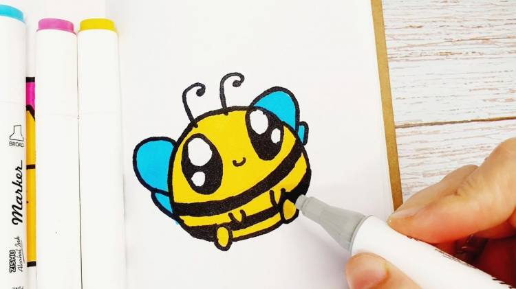Стилизованная Пчелка Простые Рисунки В Скетчбук, Личный Дневник Как Рисовать легко пчелу и шмеля