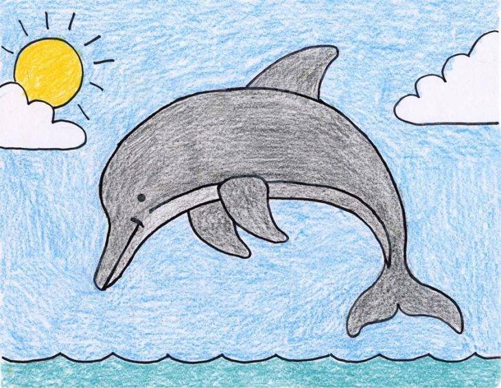 Дельфин для срисовки 