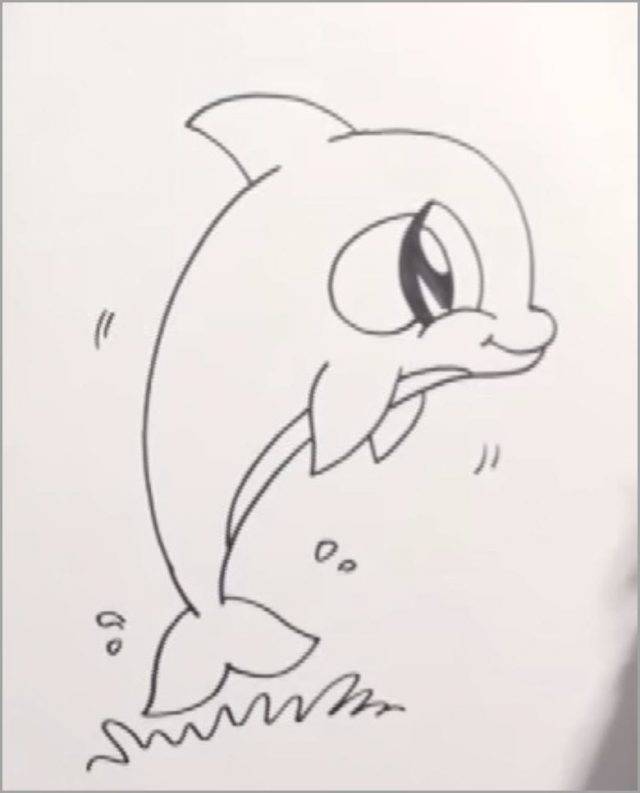 Рисунки карандашом для детей дельфины 